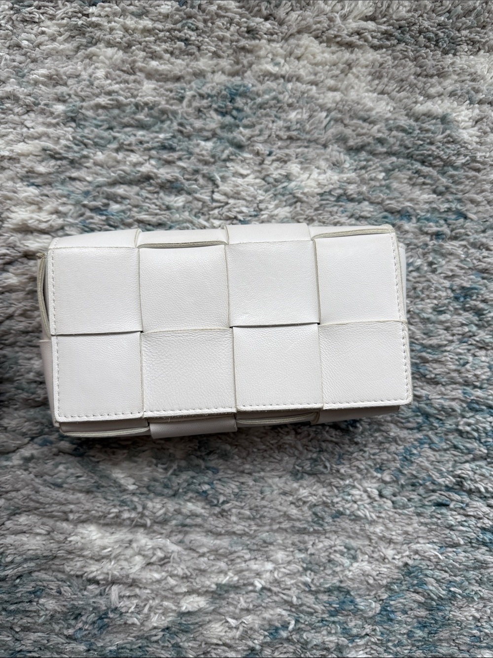 White Woven Leather Clutch/Fanny Pack